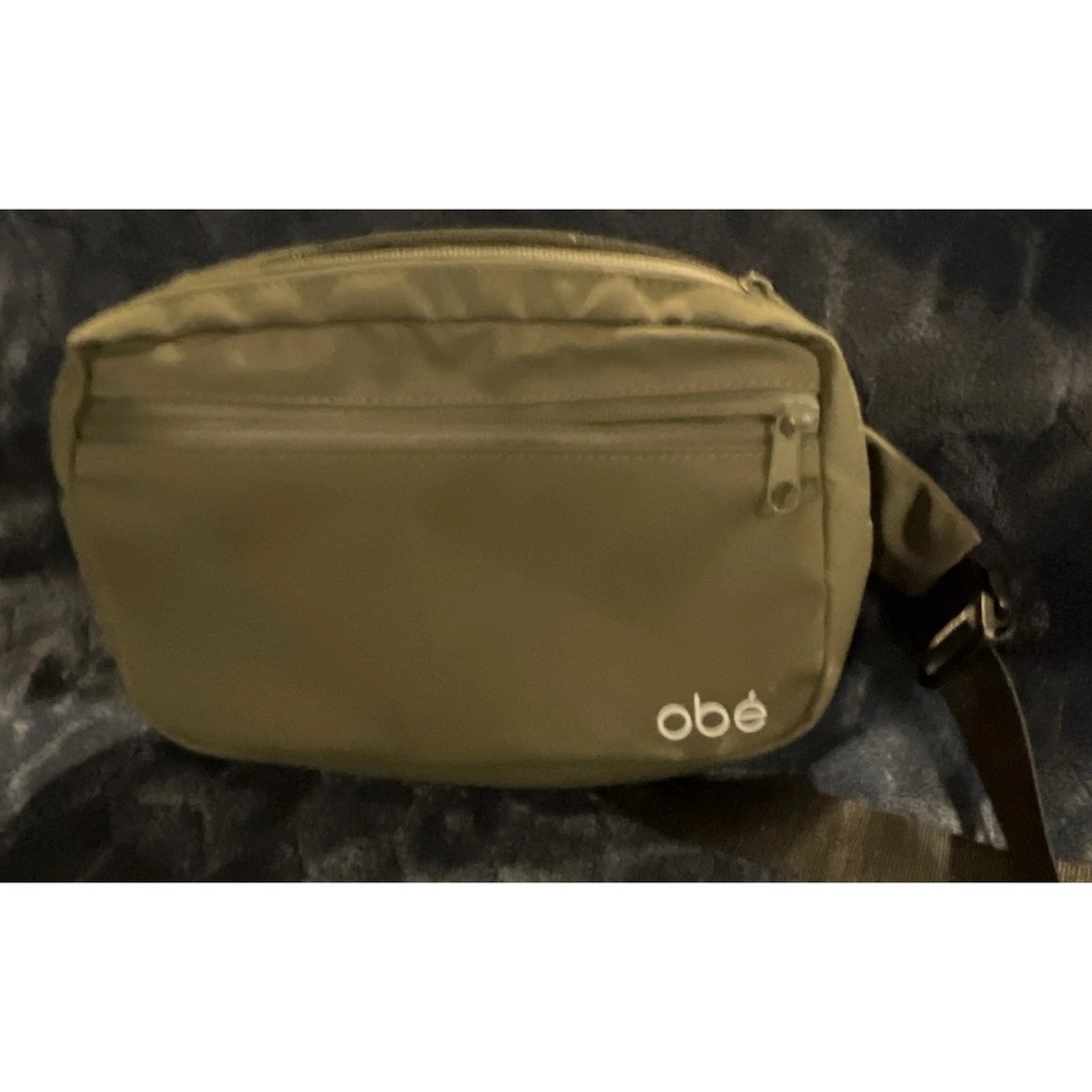 obé Green Nylon Waist Pack 5L Zip Closure 2 Pockets Adjustable Strap